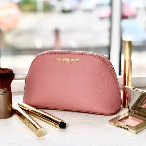 Vegan Leather Pink Make Up Bag Fs