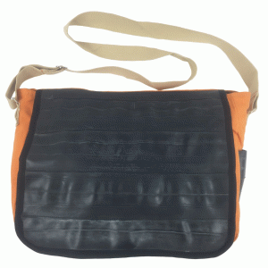Recycled Inner Tube & Organic Canvas Messenger Bag