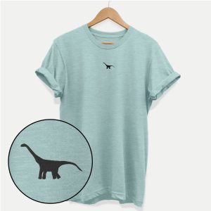 Tiny Embroidered Dino Ethical Vegan T-Shirt (Unisex)